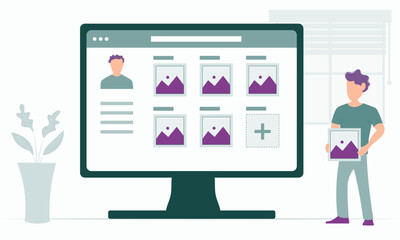 Content creation concept - content creator adding image