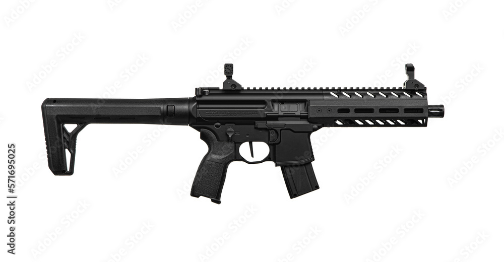 Wall mural modern air rifle. pneumatic replica of the m4 carbine. a copy of the weapon with mechanical sights. 