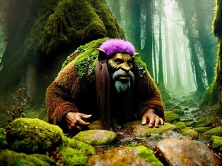 A troll in the deep woods. - obrazy, fototapety, plakaty