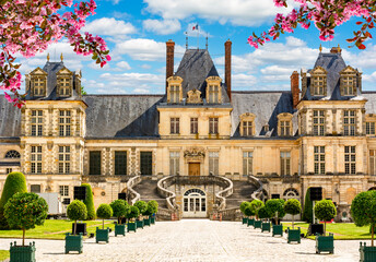 Fontainebleau palace (Chateau de Fontainebleau) in spring, France