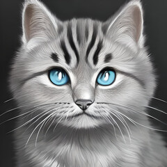 close up portrait of a cat - Kitten - Cat Illustration - Generative AI