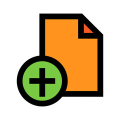 Add file icon line isolated on white background. Black flat thin icon on modern outline style. Linear symbol and editable stroke. Simple and pixel perfect stroke vector illustration.