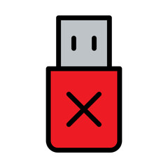 Flash drive remove icon line isolated on white background. Black flat thin icon on modern outline style. Linear symbol and editable stroke. Simple and pixel perfect stroke vector illustration