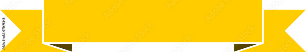 Poster long decorative folded yellow ribbon symbol icon with empty space for text. vector image.