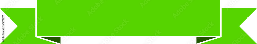 Poster long decorative folded green ribbon symbol icon with empty space for text. vector image.