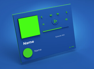3d render illustration mockup playlist song music player podcast album artist musician promotion ad app display template jukebox broadcast play interface radio mic device media multimedia