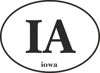 Sign of state of Iowa for sticking on glass of car. Sign of Iowa. vehicle badge