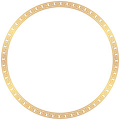 Golden round border frame with transparent background