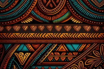 Vlies Fototapete Boho-Stil African tribal pattern in colorful. Illustration Generative AI