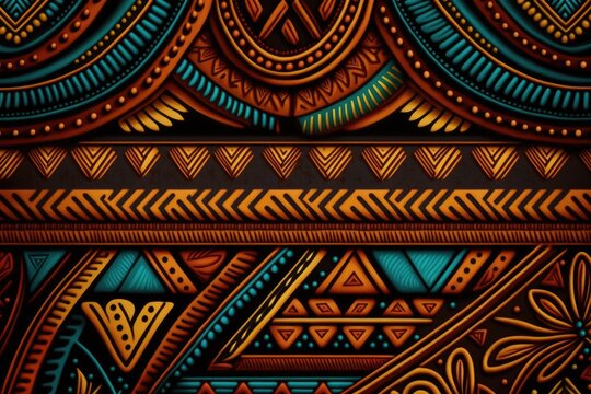 African tribal pattern in colorful. Illustration Generative AI