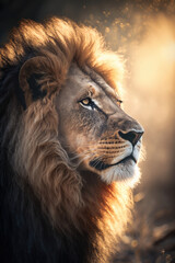 Fototapeta na wymiar lion, animal, cat, panorama, wild, bokeh, king