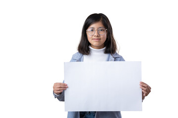 Naklejka premium Mexican young girl holding poster, international woman's day