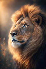 lion, animal, cat, panorama, wild, bokeh, king