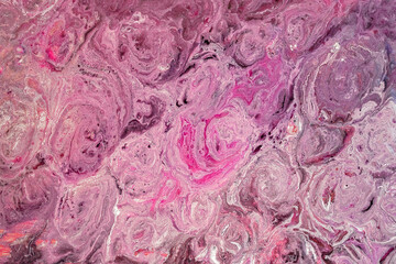 abstract pink epoxy resin fluid art textural background with paint spots, strokes