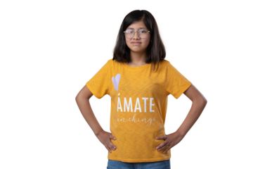 Mexican girl waring shirt of self love concept