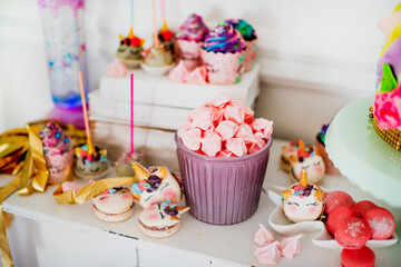 birthday cake unicorn with candles
