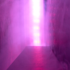 Neon retrowave background with smoke