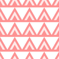 Pink triangles vector seamless pattern on white background. Perfect for fabric, textile, wallpapers, backgrounds and other surfaces