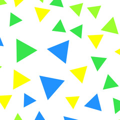 Vibrant vector seamless pattern of blue, yellow and green triangles. Perfect for fabric, textile, wallpapers, backgrounds and other surfaces