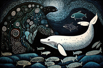 Obraz na płótnie Canvas Artic marine wildlife in north pole, illustration