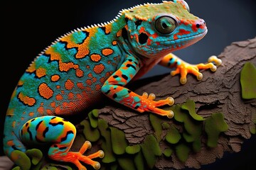 Gecko skin vibrant, concept of Colorful and Textured, created with Generative AI technology
