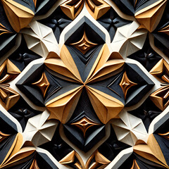 abstract diamond shape pattern in three colors, black, white and light brown, very elegant and powerful textured background