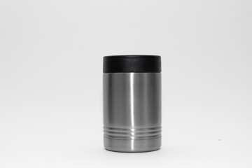 Plain grey stainless steel cup free template for product branding mockup 