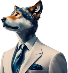 Wolf trägt einen Anzug, transparenter Hintergrund, geeignet für alle Arten von Kunstwerken. - obrazy, fototapety, plakaty