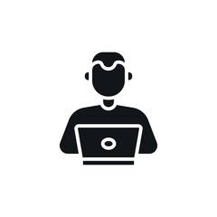 Freelancer simple glyph icon. Remote work vector solid isolated black illustration.