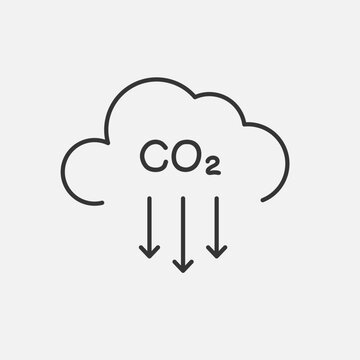 CO2 line icon. Carbon emissions reduction symbol. Smoke, air pollution,  increase emission. Vector illustration