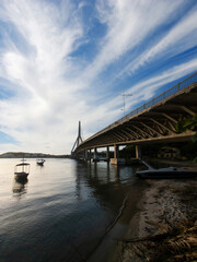 Beautiful view with the cable-stayed Jorge Amado Bridge in Ilhéus, Bahia, Brazil