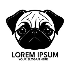 Pug silhouette, logo style vector illustration
