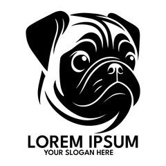 Pug silhouette, logo style vector illustration