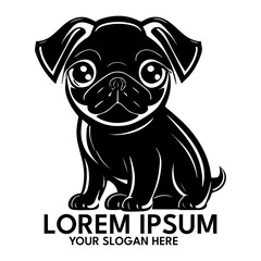 Pug silhouette, logo style vector illustration