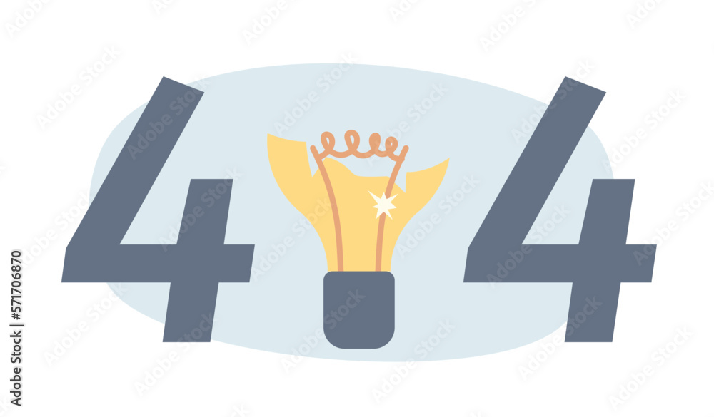 Poster light bulb failure vector empty state illustration. editable 404 not found page for ux, ui design. e