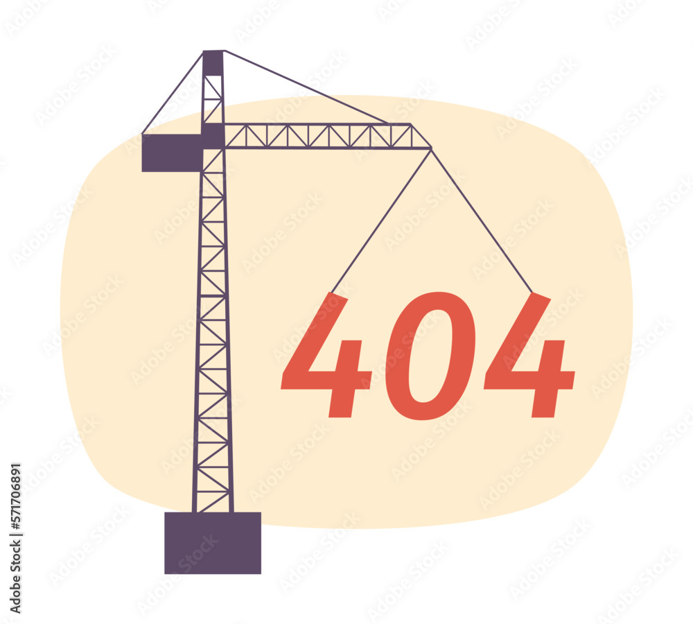 Poster tall construction crane vector empty state illustration. editable 404 not found page for ux, ui desi