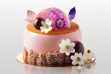 Concept Pink Cake Generative by IA with White Background