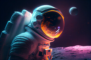 Fototapeta na wymiar Grenzenlose Entdeckung: Der Blick eines Astronauten ins Universum - Generative Ai