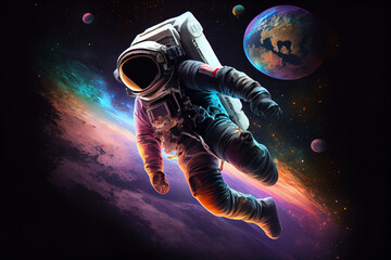 Obraz na płótnie Canvas Grenzenlose Entdeckung: Der Blick eines Astronauten ins Universum - Generative Ai