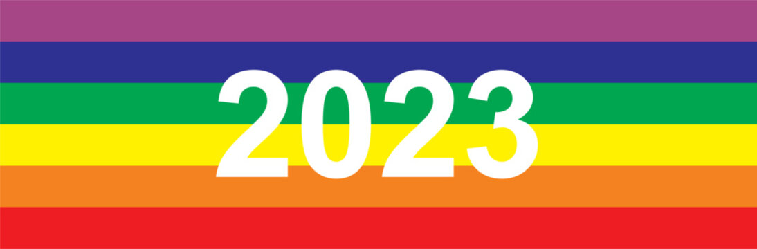 Vector rainbow flag of the LGBT community. LGBT symbol in  rainbow colors 2023.