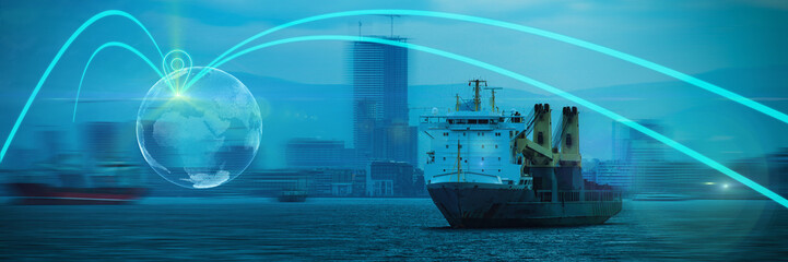 Global logistics network transportation, global logistics partnership connection of Cargo freight...