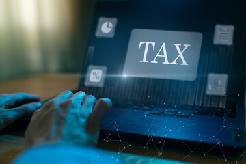 Tax payment with metaverse icon. Government, state taxes