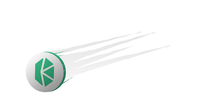 February 14 2023 Illustration of the crypto crash of the asset token KNC coin coin falls with fire and smoke. Transparent background, no background. Depeg of Kyber Network Crystal v2 