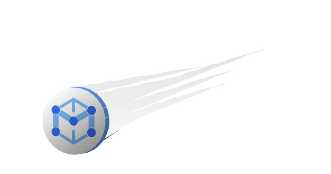 February 14 2023 Illustration of the crypto crash of the asset token MDT coin coin falls with fire and smoke. Transparent background, no background. Depeg of Measurable Data Token 