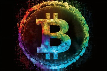 Bitcoin die beliebteste Kryptowährung, dezentral und eine moderne Technologie. 
 - obrazy, fototapety, plakaty