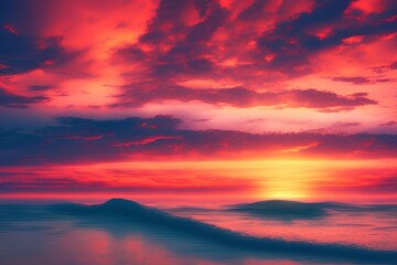 Fototapeta premium sunset over the sea - Generate AI