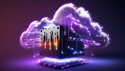 Cloud computing technology concept. Futuristic illustration. AI generated