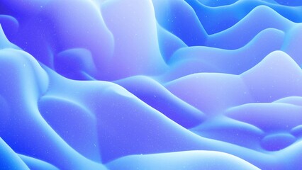 Beautiful abstract 3D surface with glitter sparkles, abstract 3d waves on surface. Blue gradient, soft matte material with light inner glow. 3d render - obrazy, fototapety, plakaty