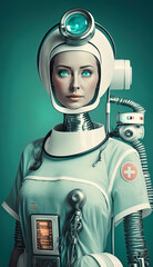 Futuristic Android Doctor or Nurse. Generative Ai.