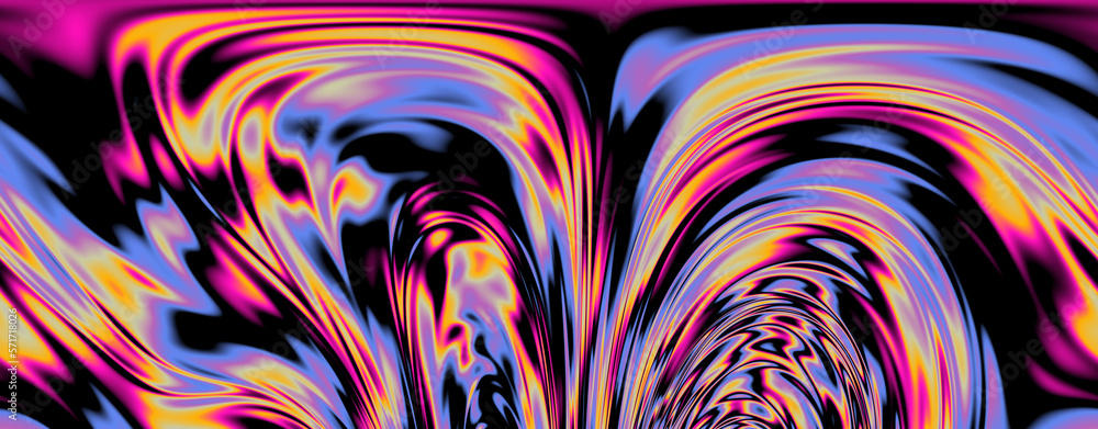 Poster op-art pattern with holographic gasoline like stains and leaks. rainbow multicolored abstract backgr